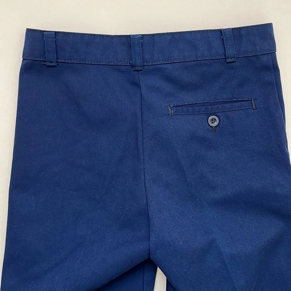 1970s Vintage Pants Sears Boys 14 Slim Perma-Prest Navy Blue Trousers